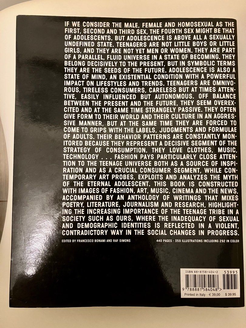 Raf Simons The Fourth Sex: Adolescent Extremes Book Dead Raf Simons The Fourth Sex: Adolescent Extremes Book Dead