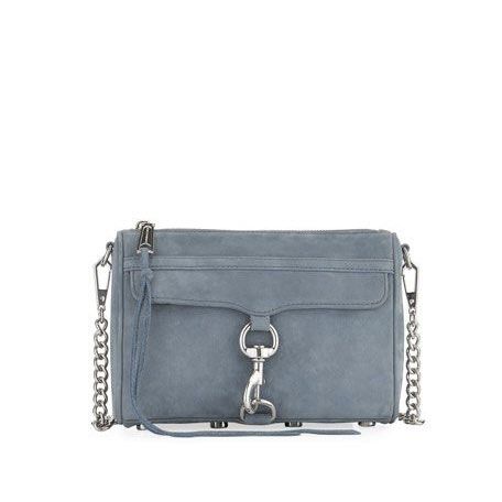 Rebecca Minkoff nubuck mini mac crossbody bag in dusty blue