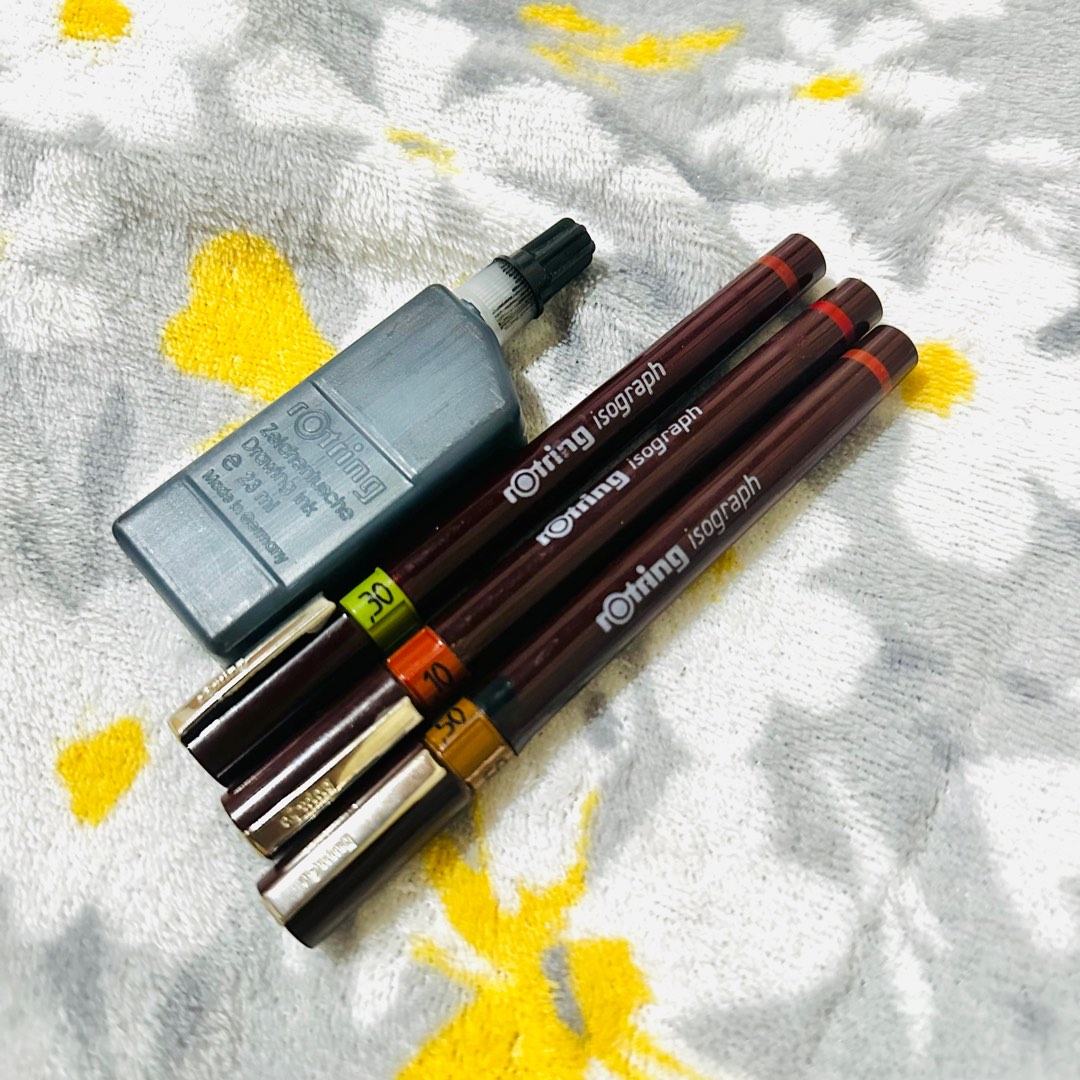 Rotring technical pens with rotring refill ink (LAST PRICE NA), Hobbies