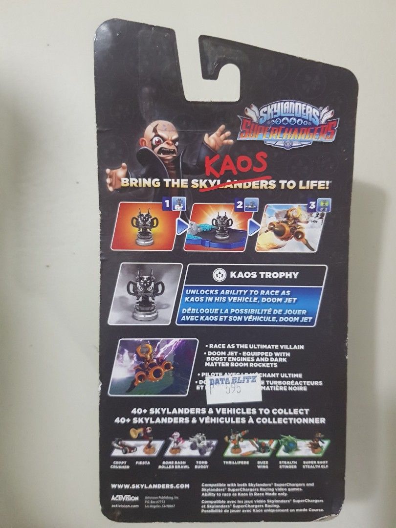 Skylanders Superchargers Kaos Trophy (Category: Figurines & Statues) located in Manila. Submitted by pckidhk (Listing ID 1260604860, Image 2). Description: Skylanders Superchargers Kaos Trophy Brand New Unlocks Doom Jet.