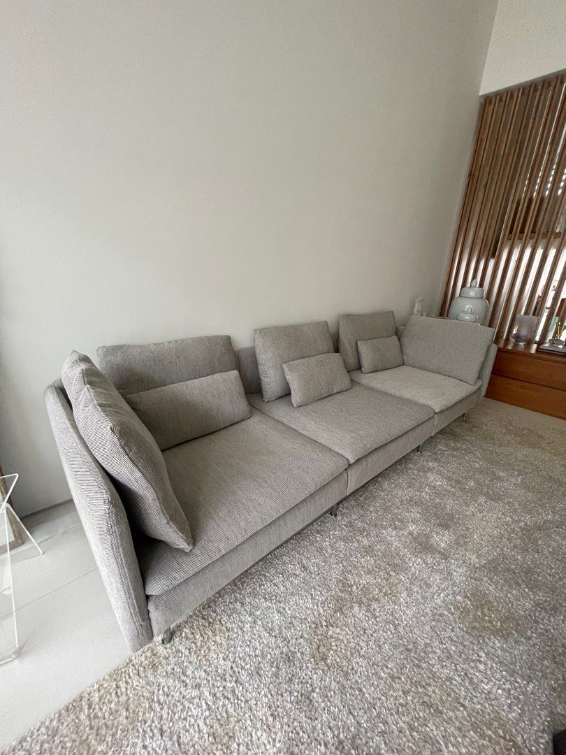 Sofas (Category: Sofas) located in Gombak. Submitted by prekasih (Listing ID 1260633635, Image 3). Description: Excellent condition, 1 year old. Reason to sell is because i have decided on a different color sofa for my living. Video Call can be arranged to see the sofa better 👍🏼 The corner was scratched by my cat but not that visible. Refer to SODERHAMN Ikea in Viarp Beige/Brown. Combination is 2 x Corner + 1 x Single Seat. Width: 290cm Height 