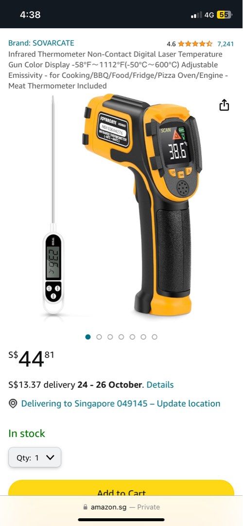 Sovarcate Infrared Thermometer Non Contact Digital Laser Temperature