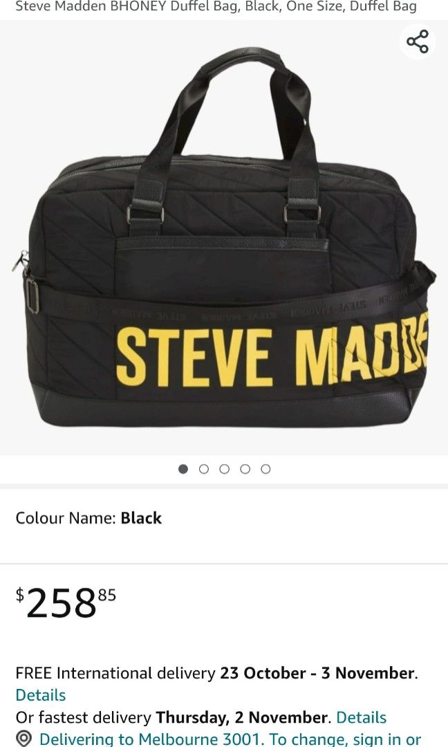 Steve Madden BHONEY Duffel Bag (Black)