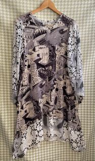 Taumori Chisato Wool Combined Printed Dress