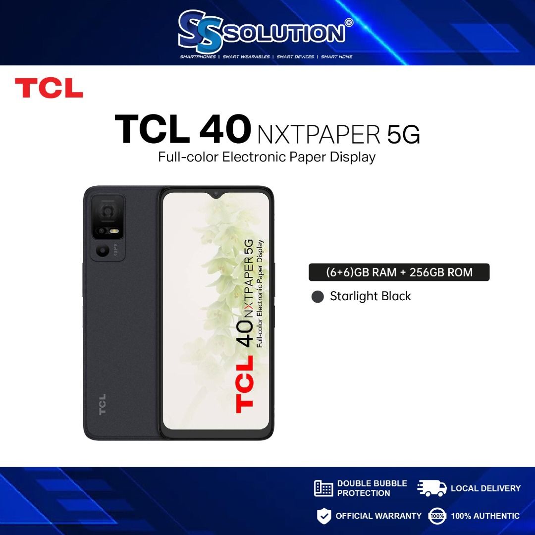 TCL 40 NXTPAPER 5G (6+6GB RAM + 256GB ROM) 6.6'', Mobile Phones