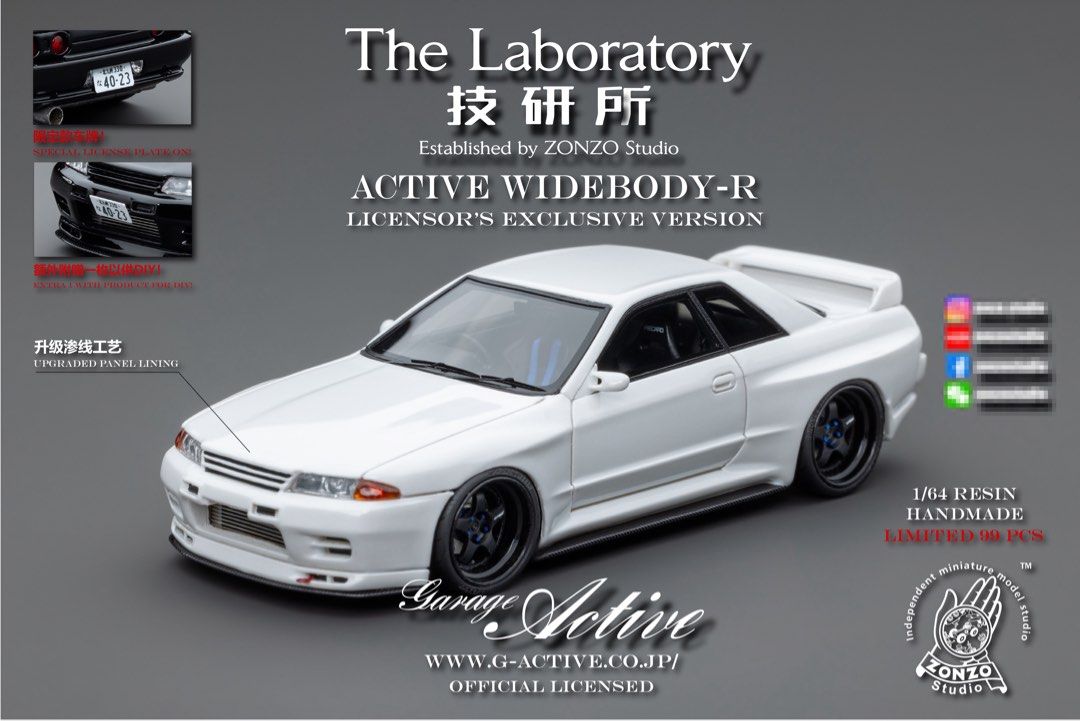 The Laboratory 1/64 Skyline R32 Garage Active Widebody- R White
