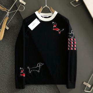 Thom Browne TB 斜紋臘腸狗撞色領口長袖針織衫 代購服務