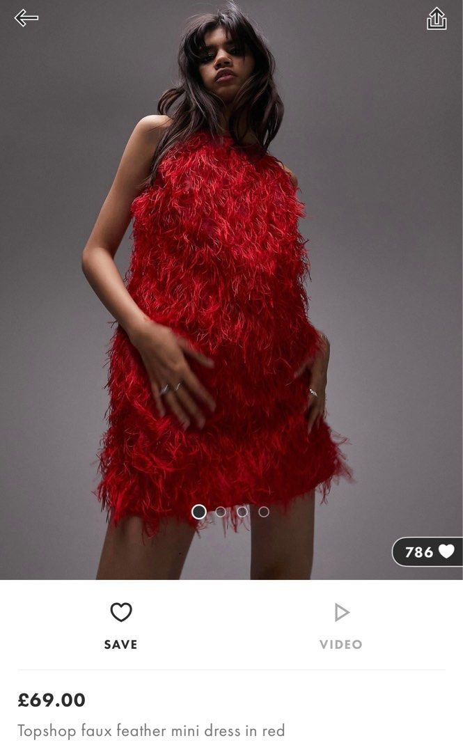 Topshop red faux fur dress Christmas cny festive, Women's Fashion