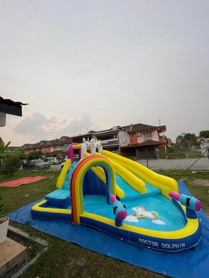 Unicorn Indoor Play Water Slide Kids Splash Birthday Party Inflatable