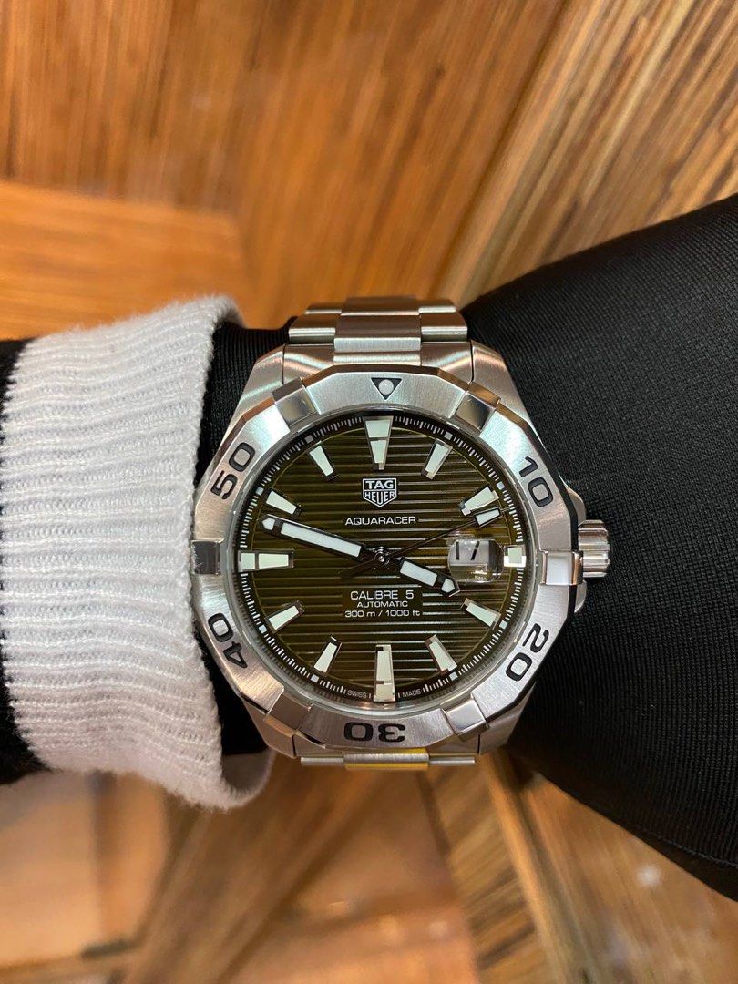 UNUSED 2022 TAG HEUER AQUARACER CALIBRE 5 REF WAY2018 DARK GREEN