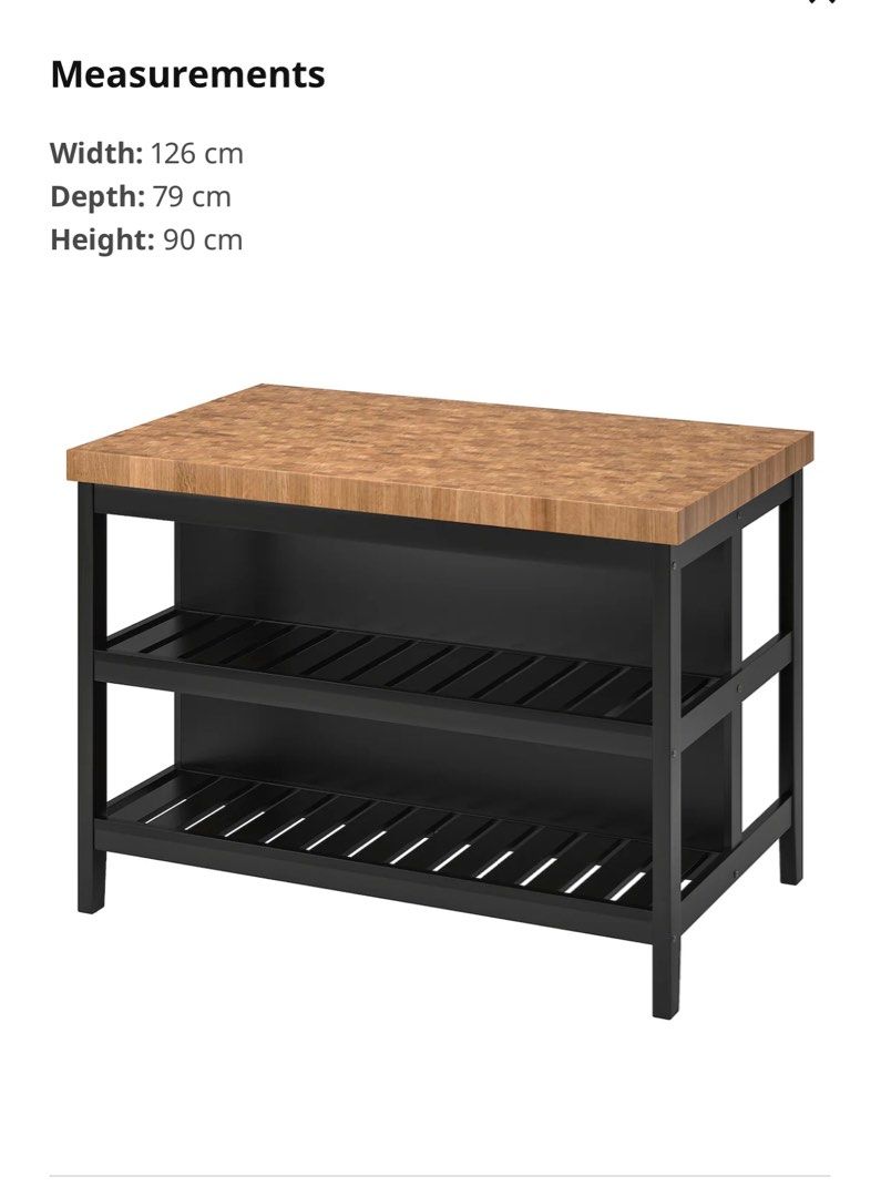 VADHOLMA Kitchen island, black/oak, 126x79x90 cm Free shipping klang