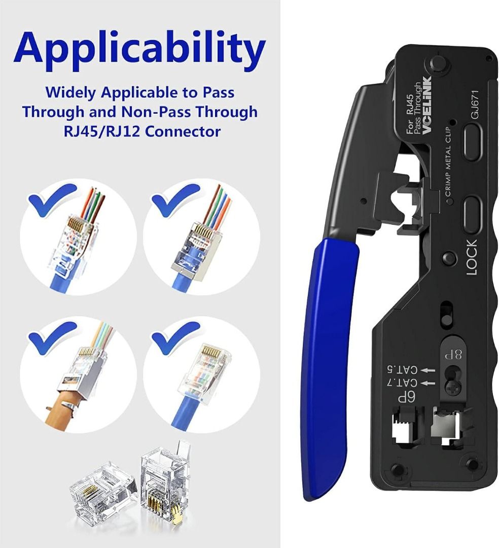 VCELINK GJ671BL Crimp Tool RJ45 Network Crimper Professional RJ11 with