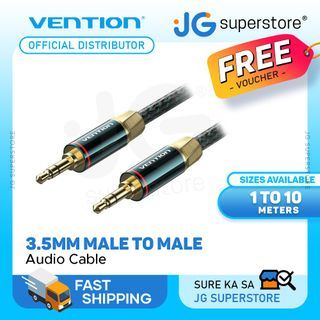 Vention (1m - 10m) TRS 3.5mm Male to Male Audio Extension Cable Cotton Braided Green Copper Type Gold-Plated Hi-Fi Video Stereo Music for Smartphones, Car, Speaker, Headset | BAYG Series | JG Superstore