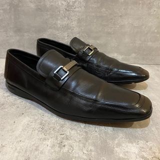 Versace loafer leather black shoes