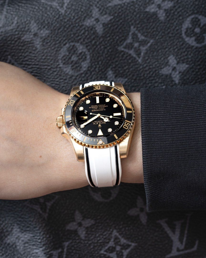 Rolex submariner rose gold rubber strap shop