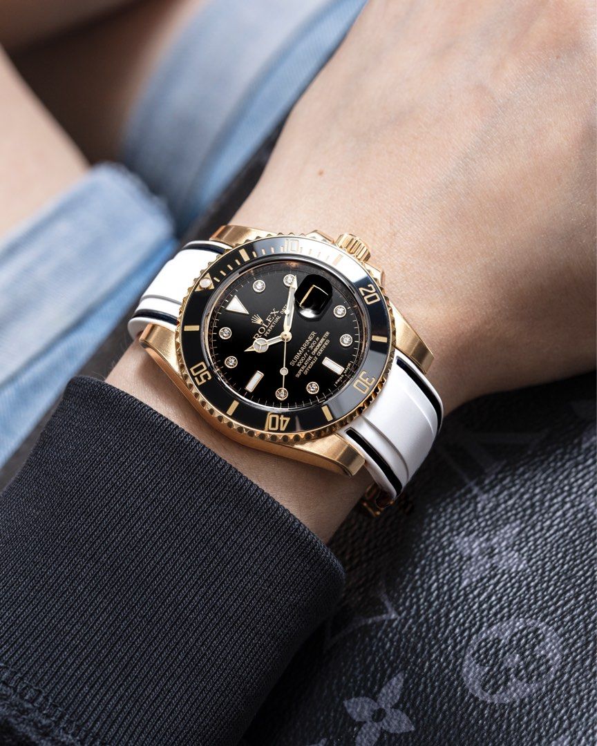 Vulcanised FKM Rubber Strap in Cookie White by Solitaire for Rolex