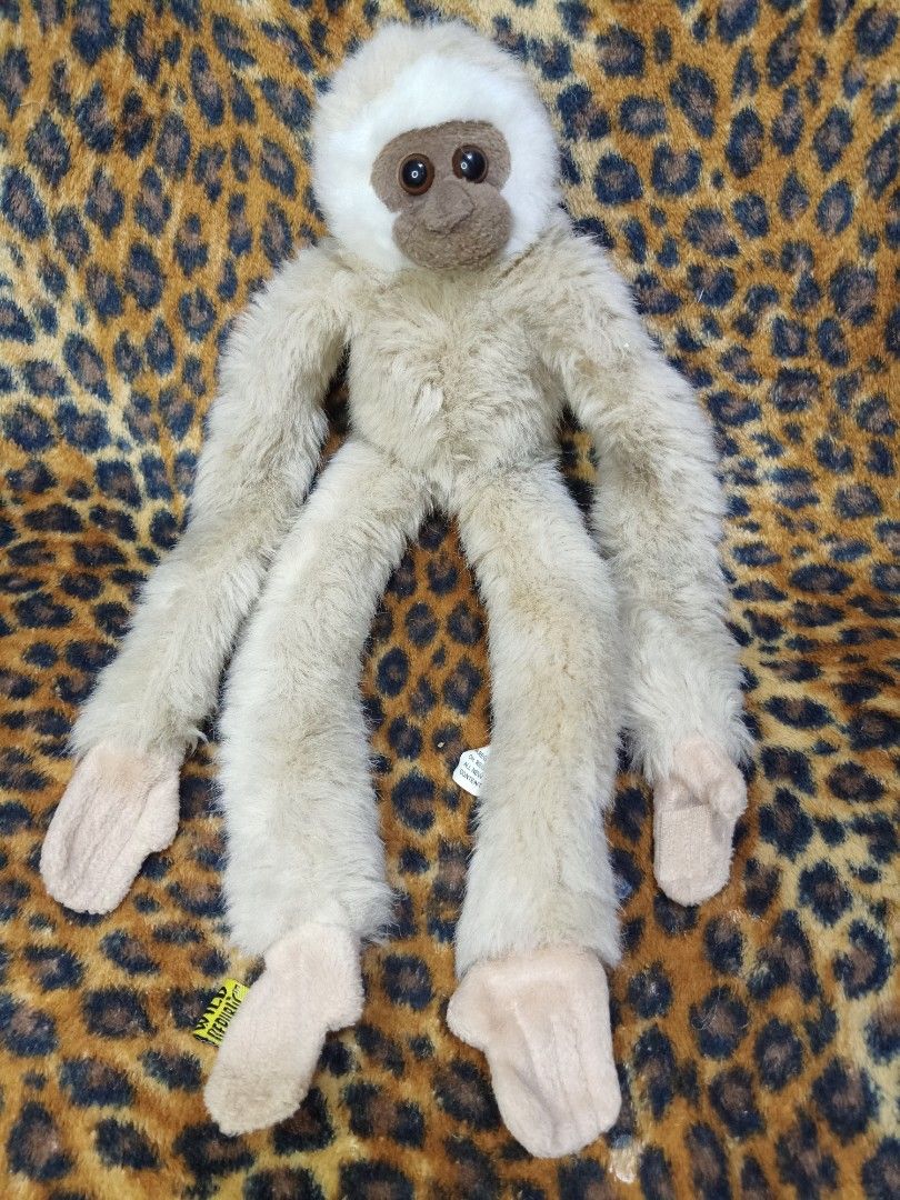 WILD REPUBLIC ALBINO HANGING MONKEY PLUSH TOY VELCRO HANDS FEET