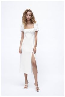 linen white dress mini Gabriette White Linen Blend Mini Dress - US 12 main image 0