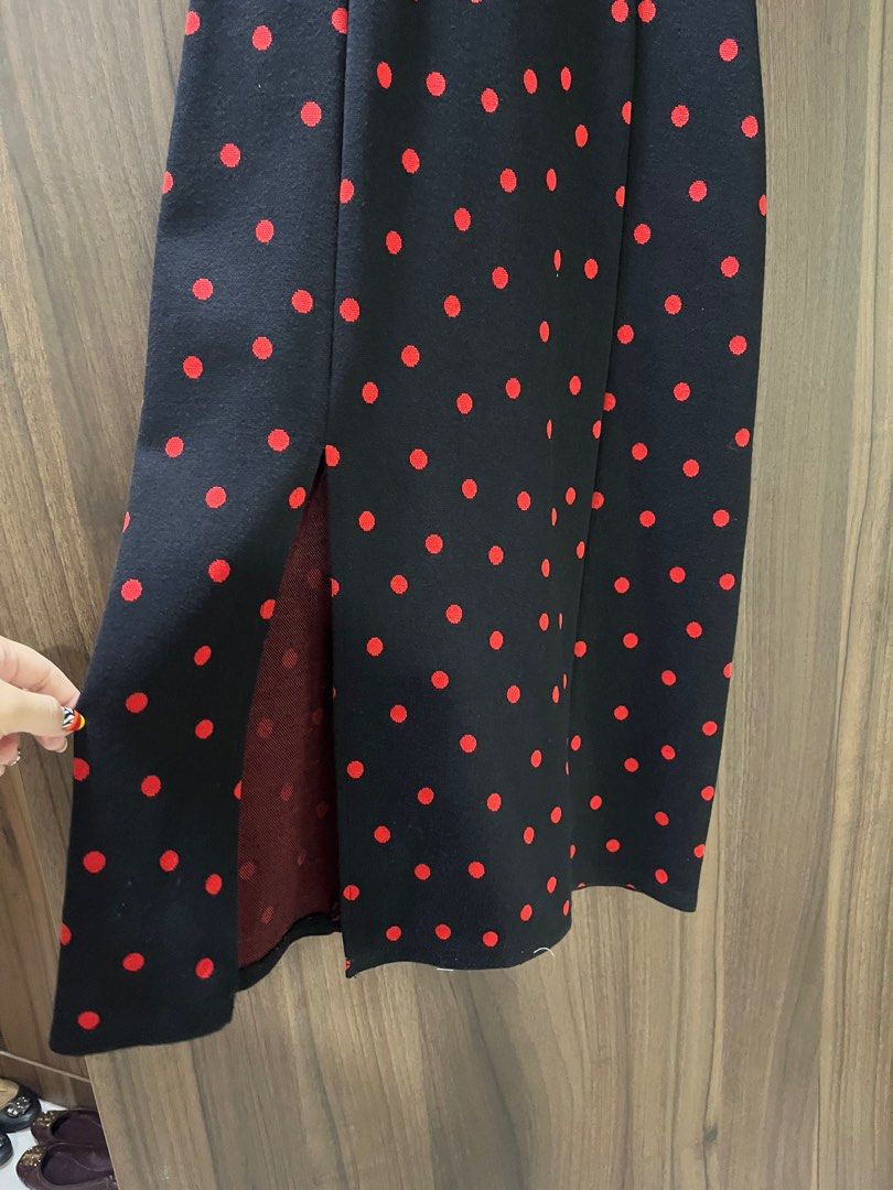 Red polka dot dress zara online