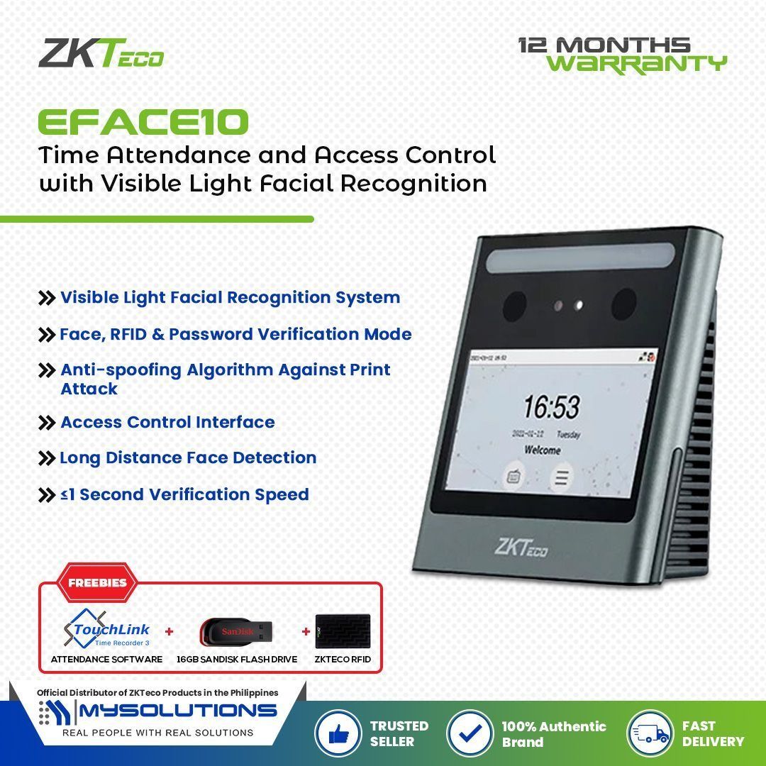 ZKTECO BIOMETRICS EFACE10 ID WIFI, Computers & Tech, Office & Business ...
