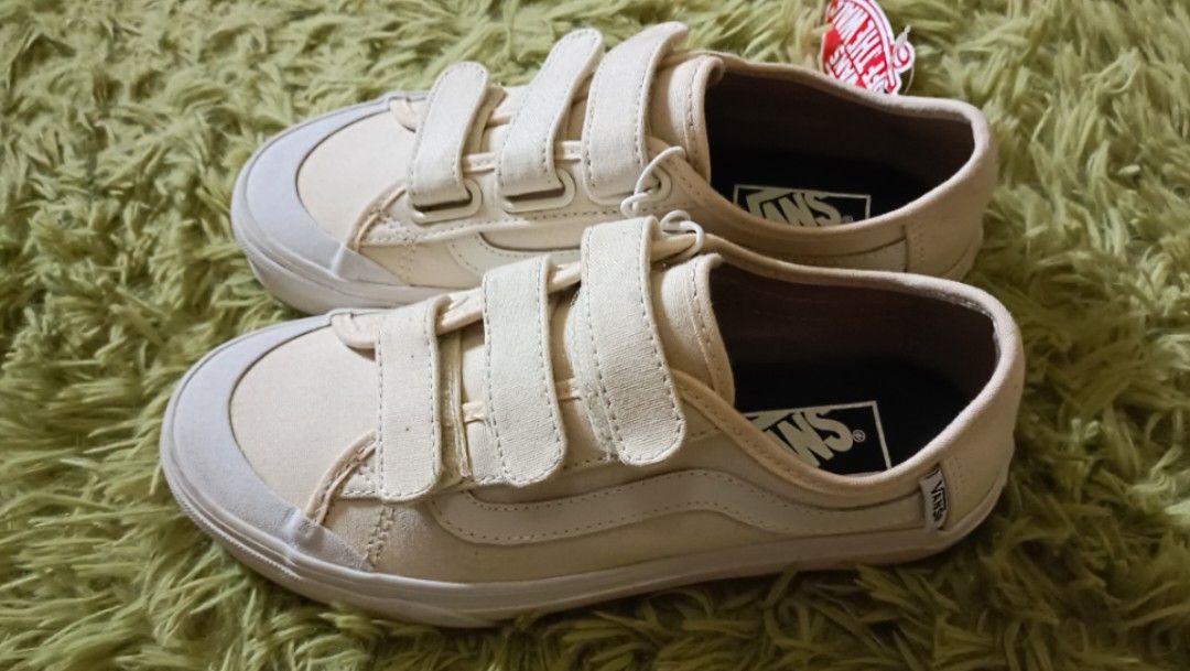 Cream velcro sale vans