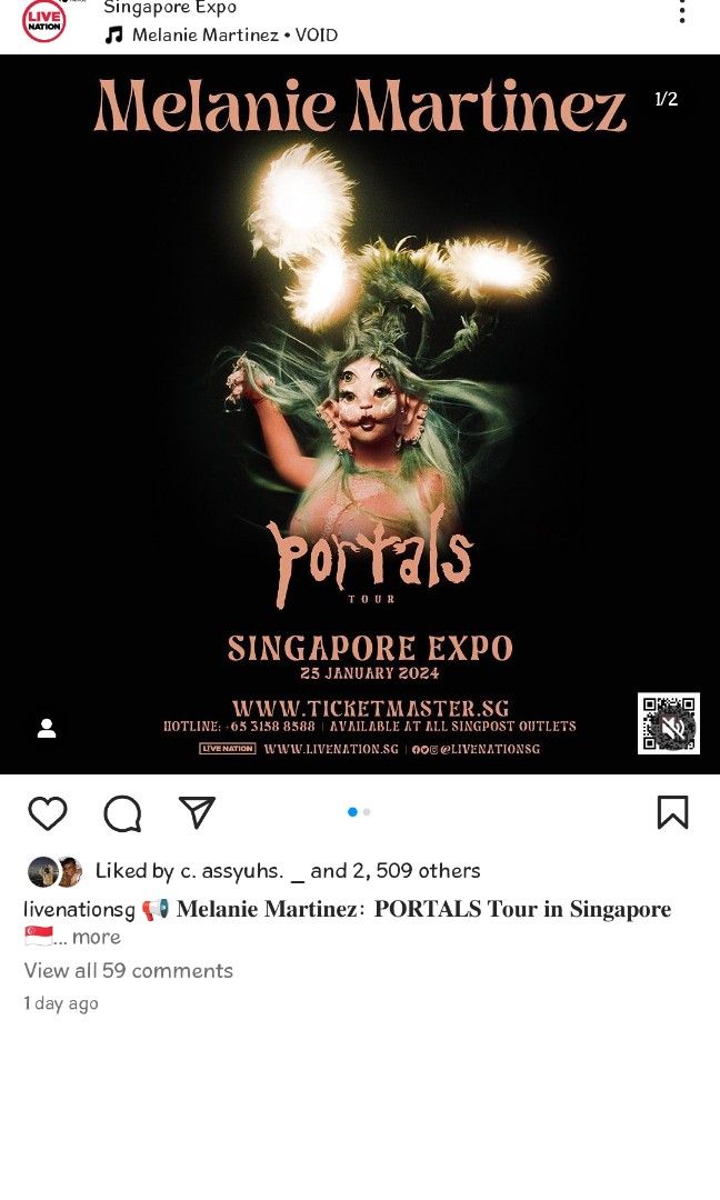 PRICE DROPPED 3 TIX to Melanie Martinez Portals 2024 Singapore