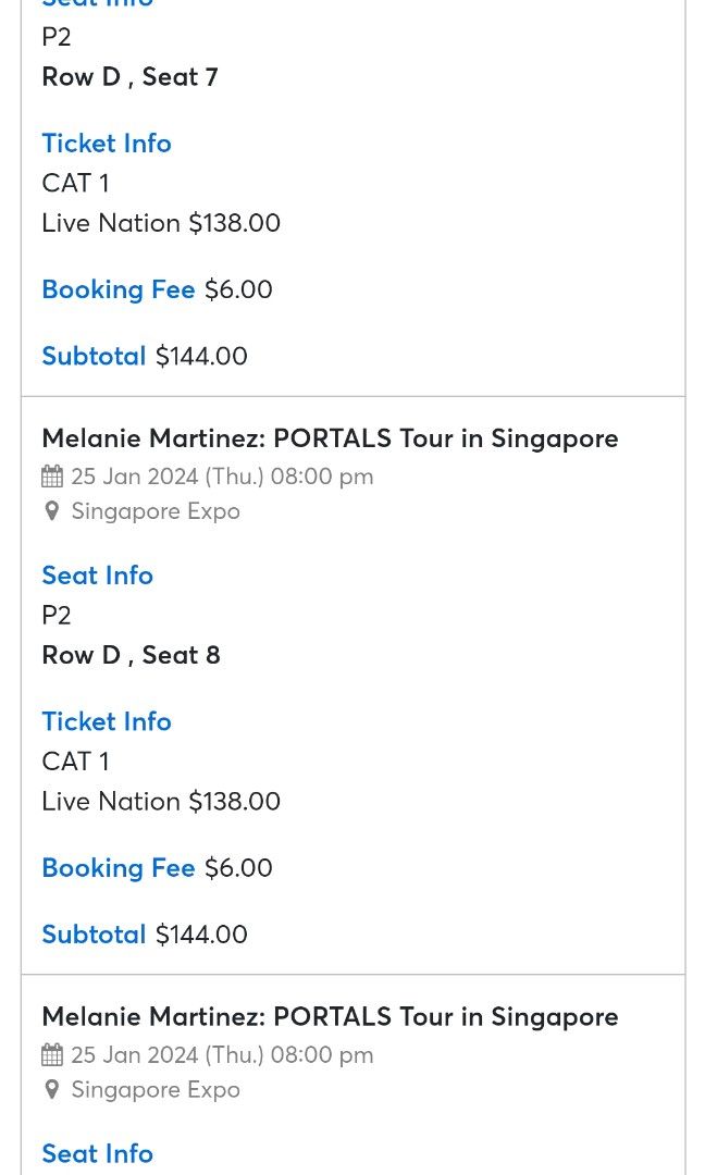 CAN NEGO, COME CHAT 3 TIX to Melanie Martinez Portals 2024 Singapore
