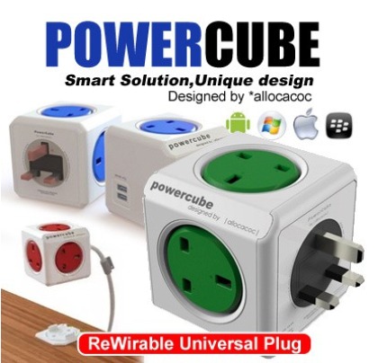 Allocacoc Power Cube PowerCube Charger 2 Outlet 2 USB No Cable