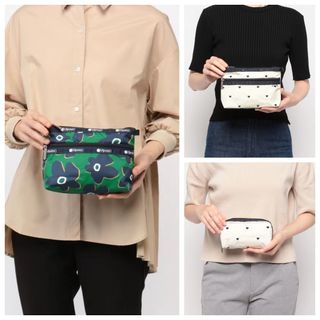 日本 LeSportsac 綠黑花花 & 黑白心心圖案帆布 RECTANGULAR COSMETIC / COSMETIC CLUTCH 化妝袋64220531867651110