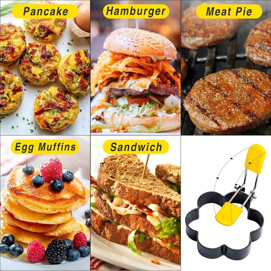 Silicone Egg Rings For Egg Mcmuffins Maker,Silicon Egg Shaper Form for  Pancake Patties & English Muffin, Foldable Round Crumpet Rings Mold For  Frying