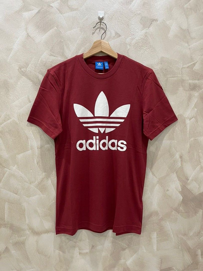 Adidas trefoil tee maroon deals