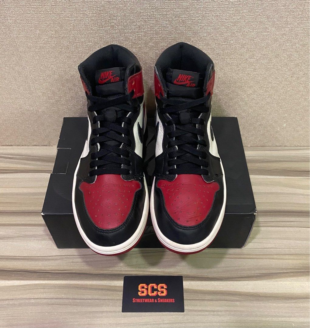 Air Jordan 1 Bred Toes Uk8 Us9, Men's Fashion, Footwear, Sneakers on