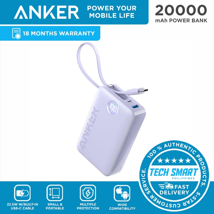Anker Portable Charger, 22.5W HighSpeed Charging Power Bank with Built