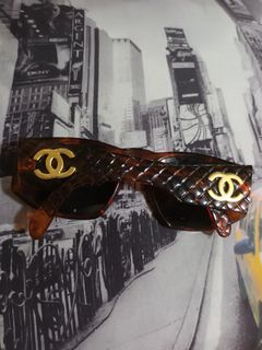Authentic rare vintage Chanel double C logo amber shades sunnies sunglasses