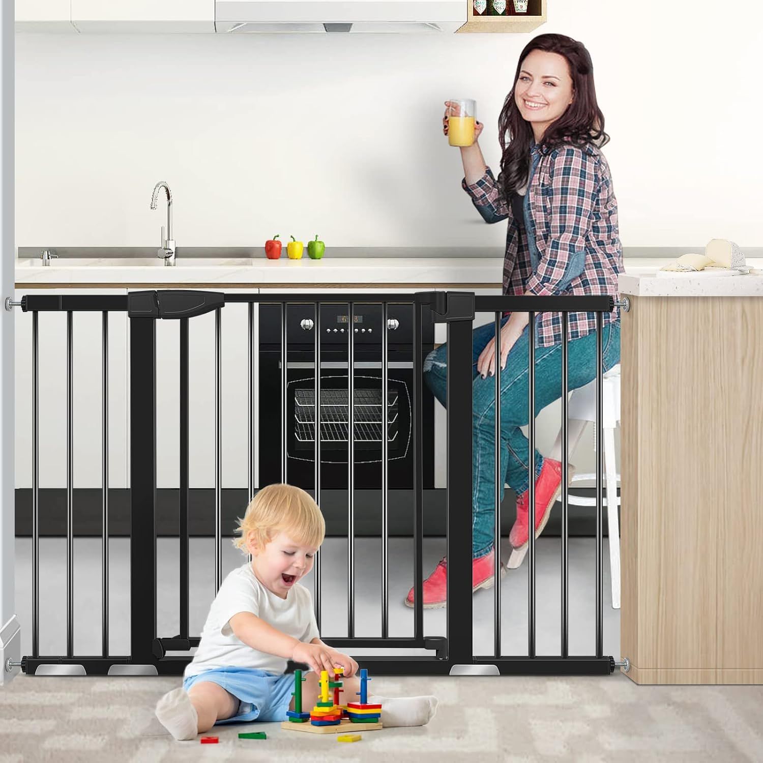 Baby Gate for Doorways and Stairs, RONBEI 51.5" Auto Close Safety Baby