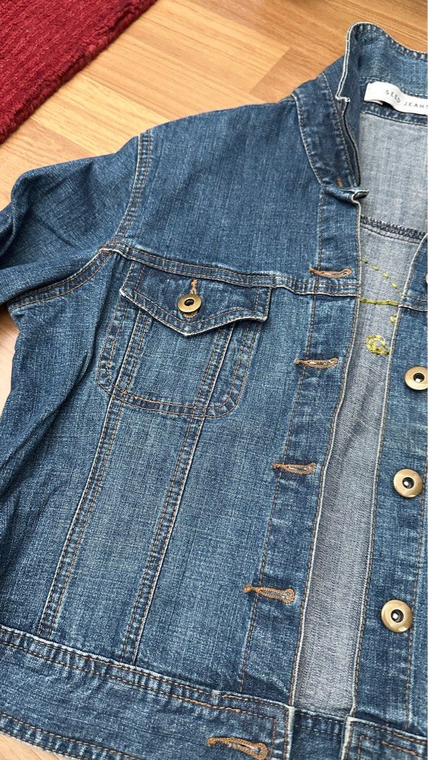 Cropped denim jacket size 18 sale