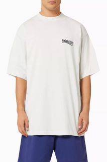 BALENCIAGA Distressed Logo-Print T-Shirt – PENGUIN