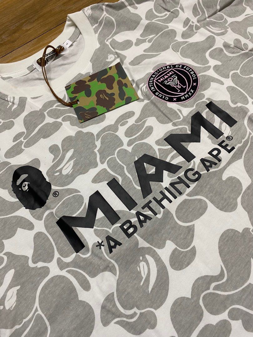 BAPE x Inter Miami CF Camo Tee White, Men's Fashion, Tops & Sets