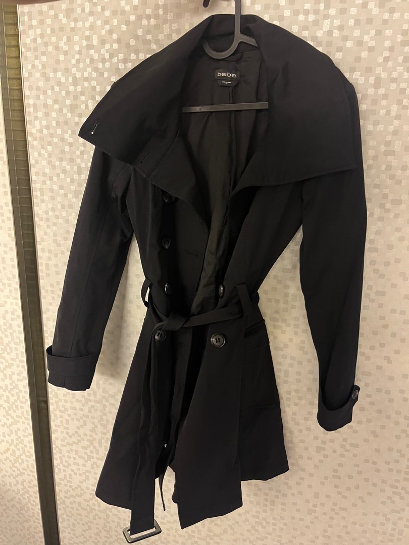Bebe black trench coat store
