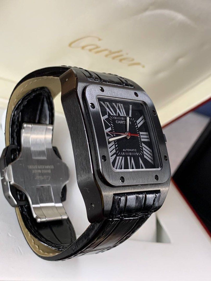Cartier santos 100 carbon black diamond cheap