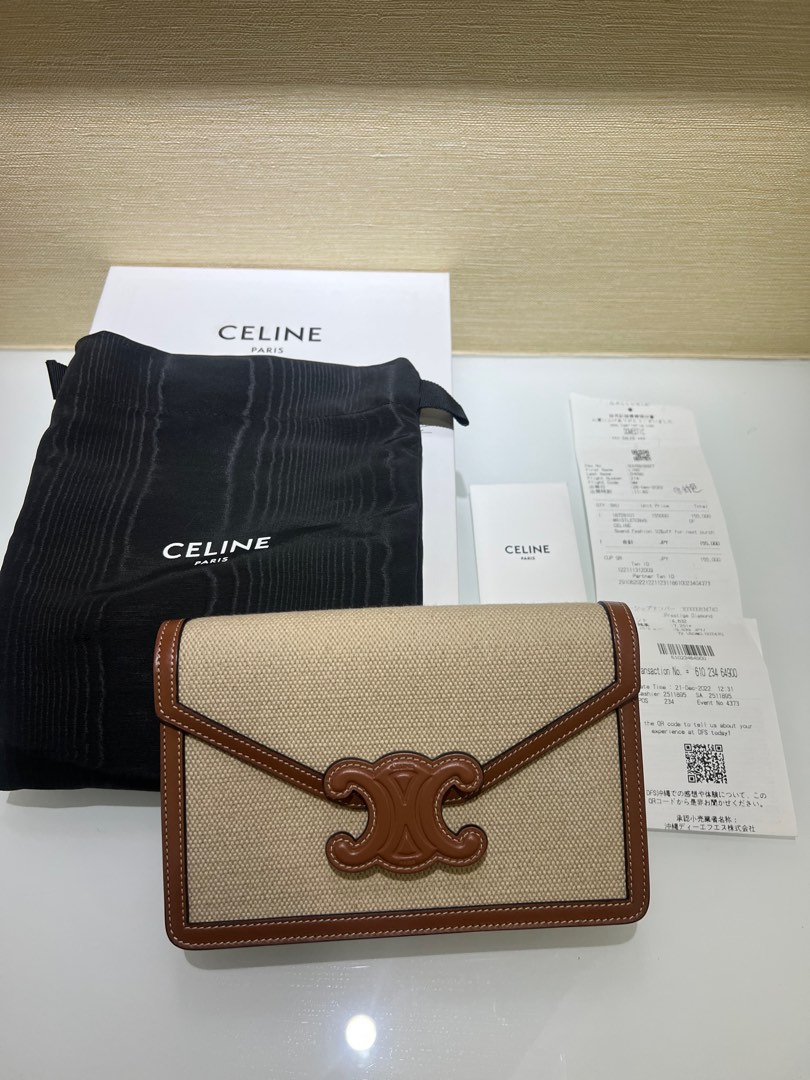 Celine wallet on chain, 名牌, 手袋及銀包 - Carousell