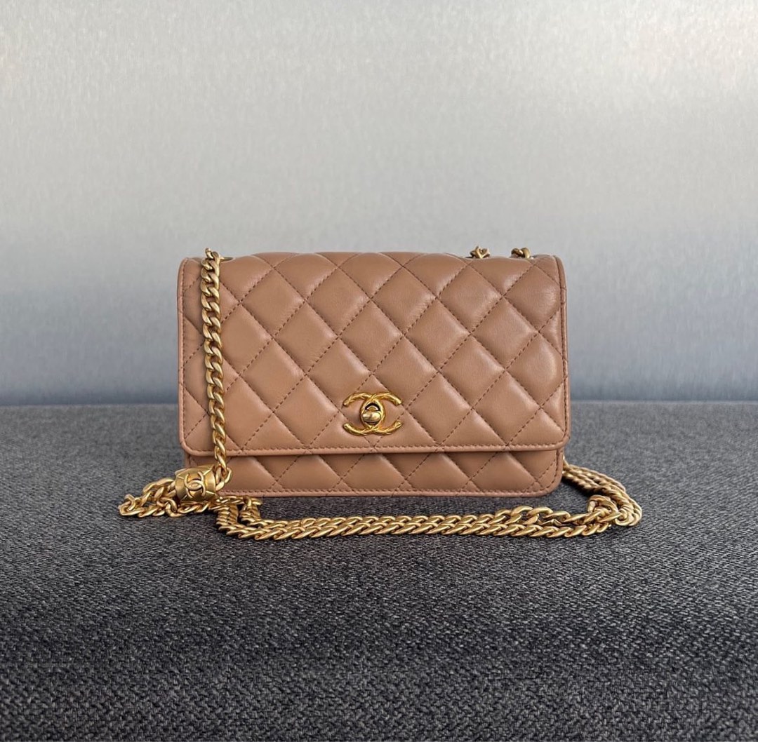 Chanel All Slide Long Wallet On Chain Lambskin 22K Beige / Mghw, Luxury,  Bags & Wallets on Carousell