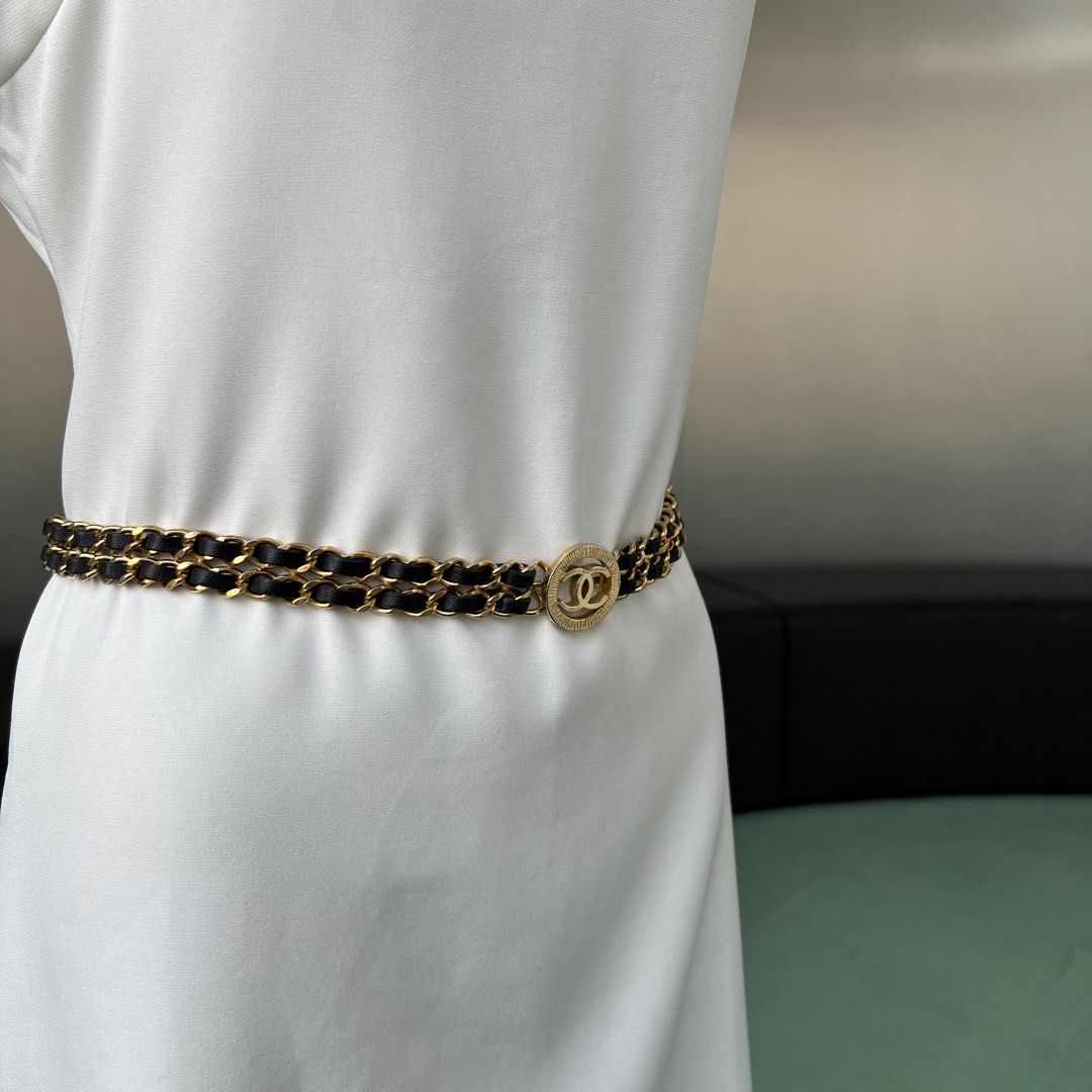 Chanel Vintage Round CC Interwined Chain Belt Size 70 Black Ghw Women s Fashion Watches Accessories Belts on Carousell