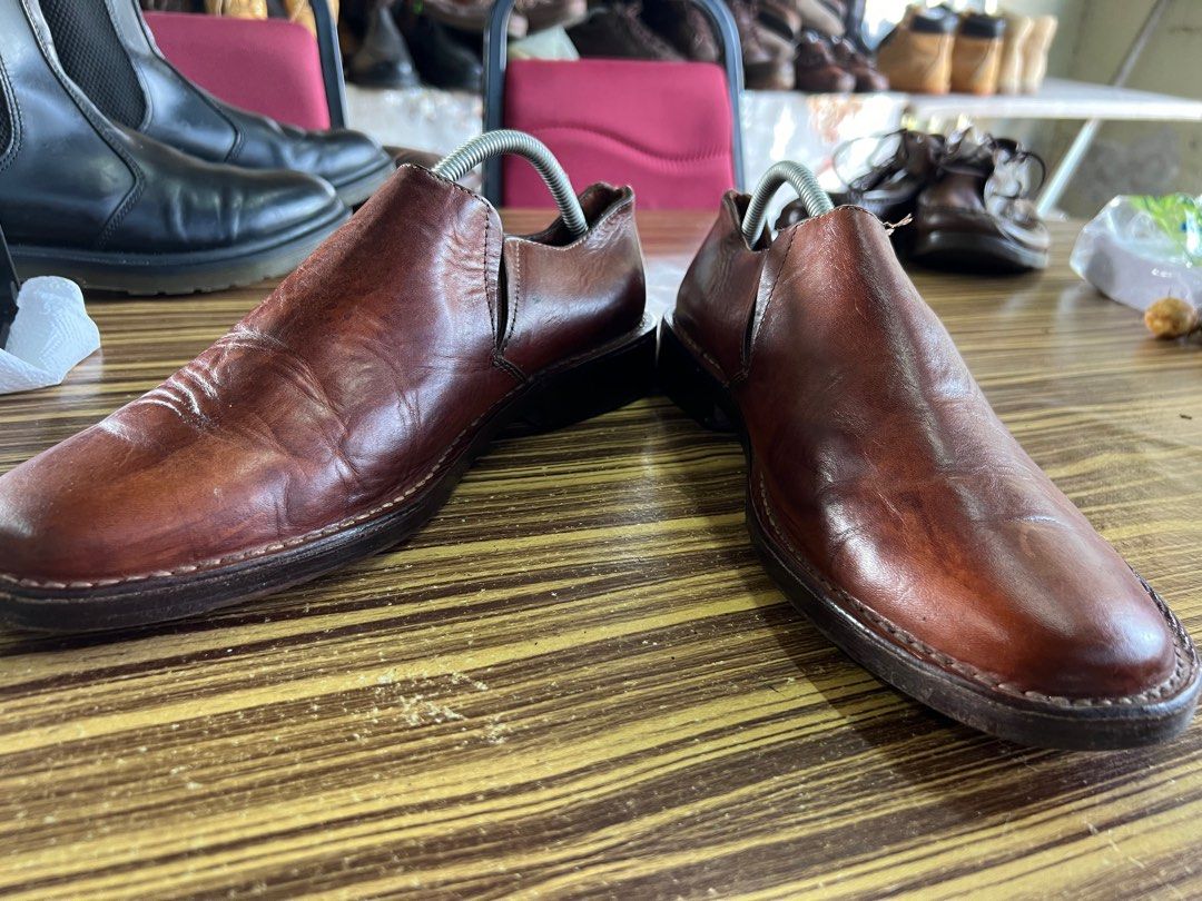 Men's vintage leather on sale loafers lazy single shoes