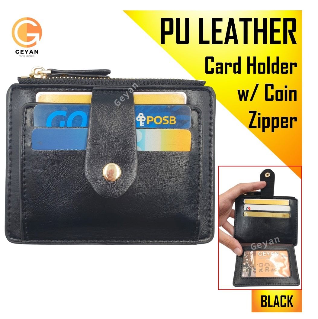 Women Men Leather Coin Case Id Credit Card Holder Zip Wallet