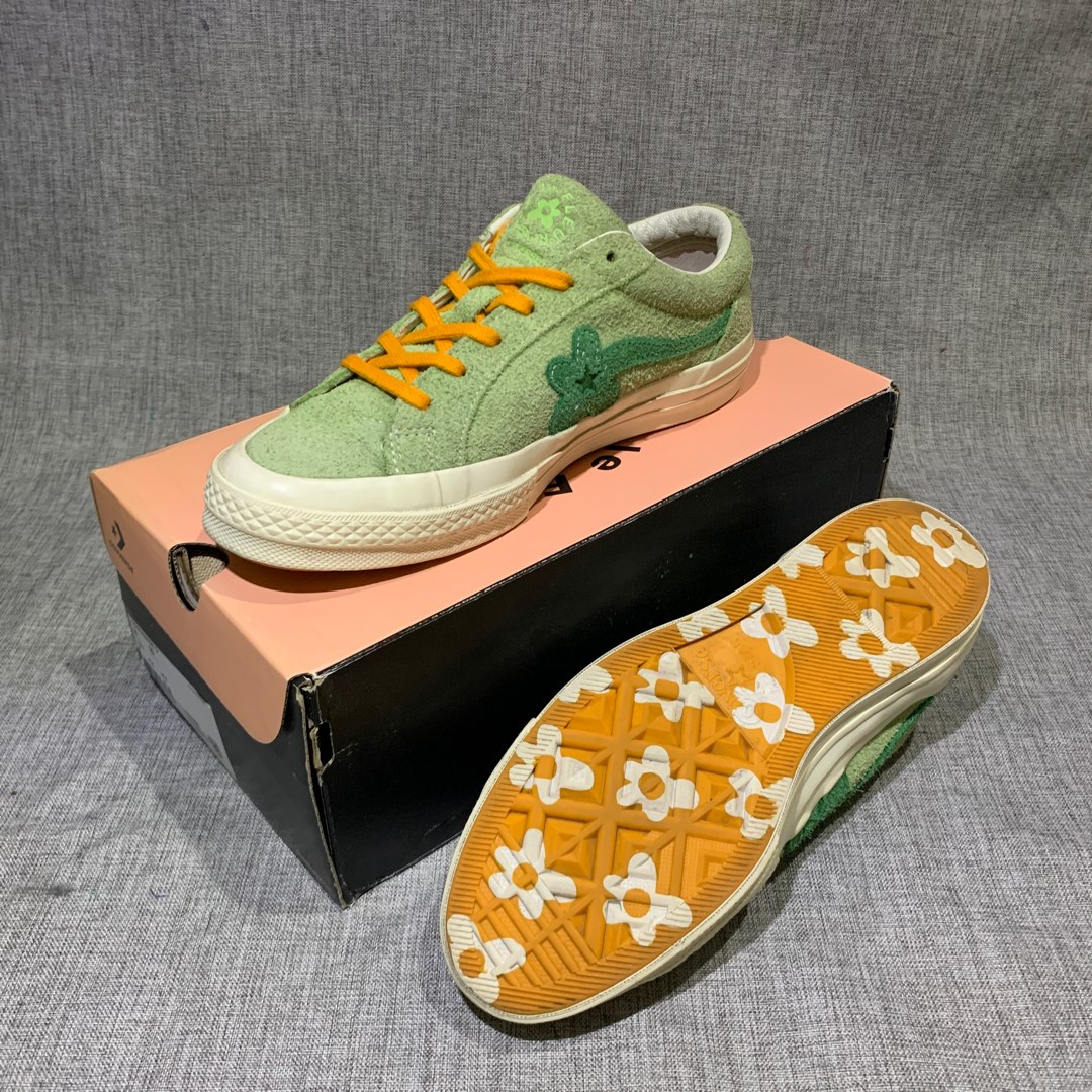 Converse one star x le fleur jade lime not 70s golfwang stussy, Fesyen