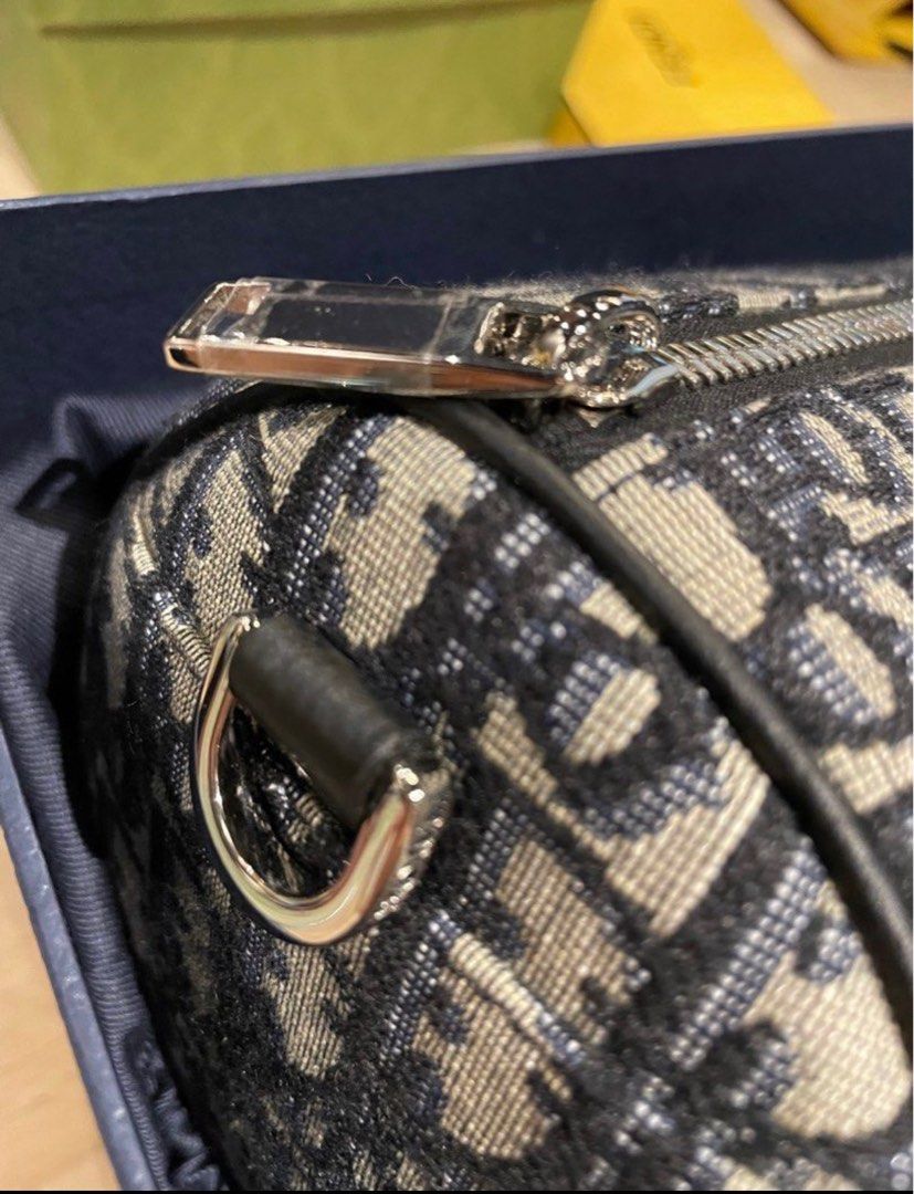 Roller Messenger Bag Beige and Black Dior Oblique Jacquard