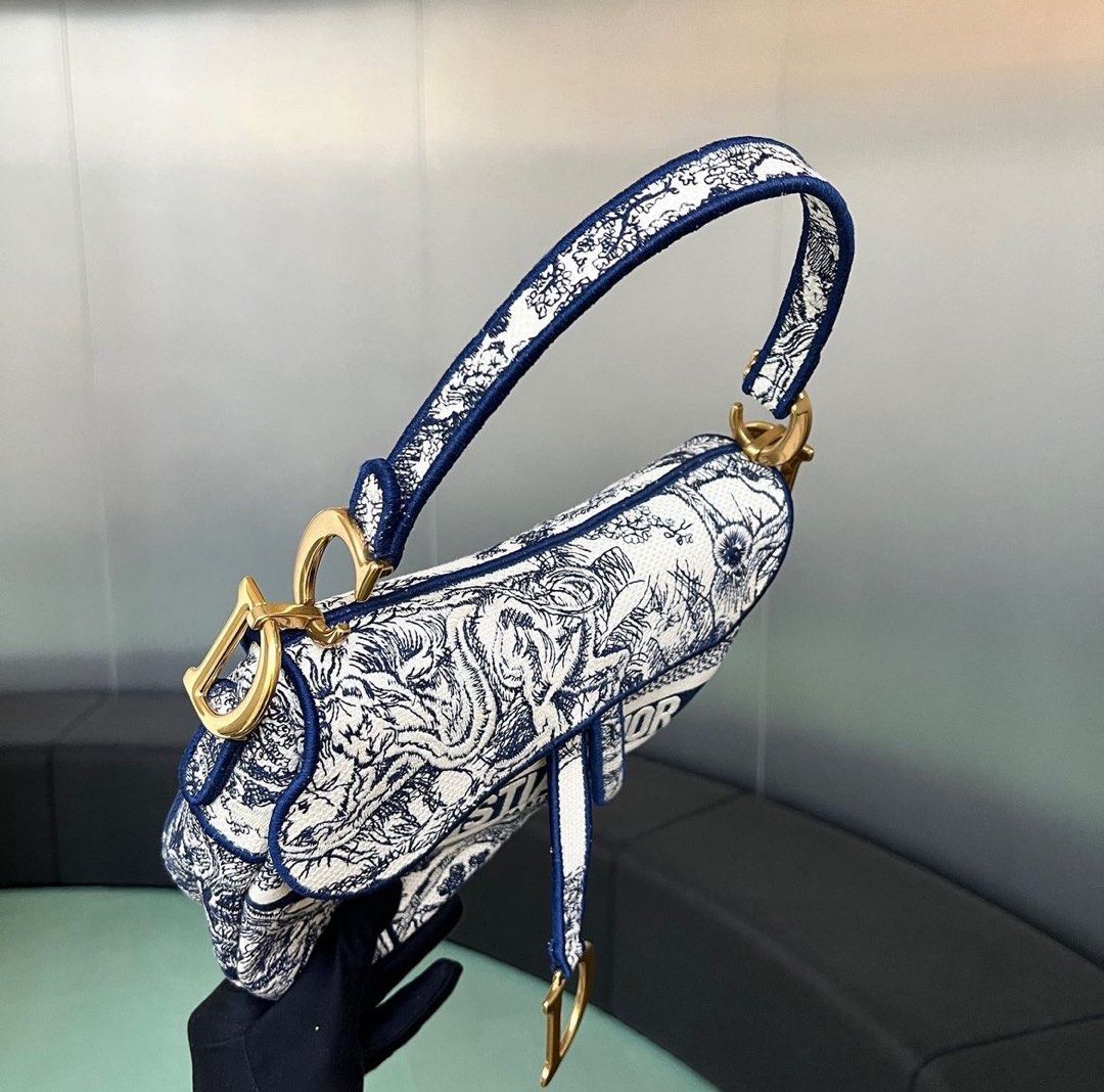 Dior Saddle Bag Medium Blue Ghw