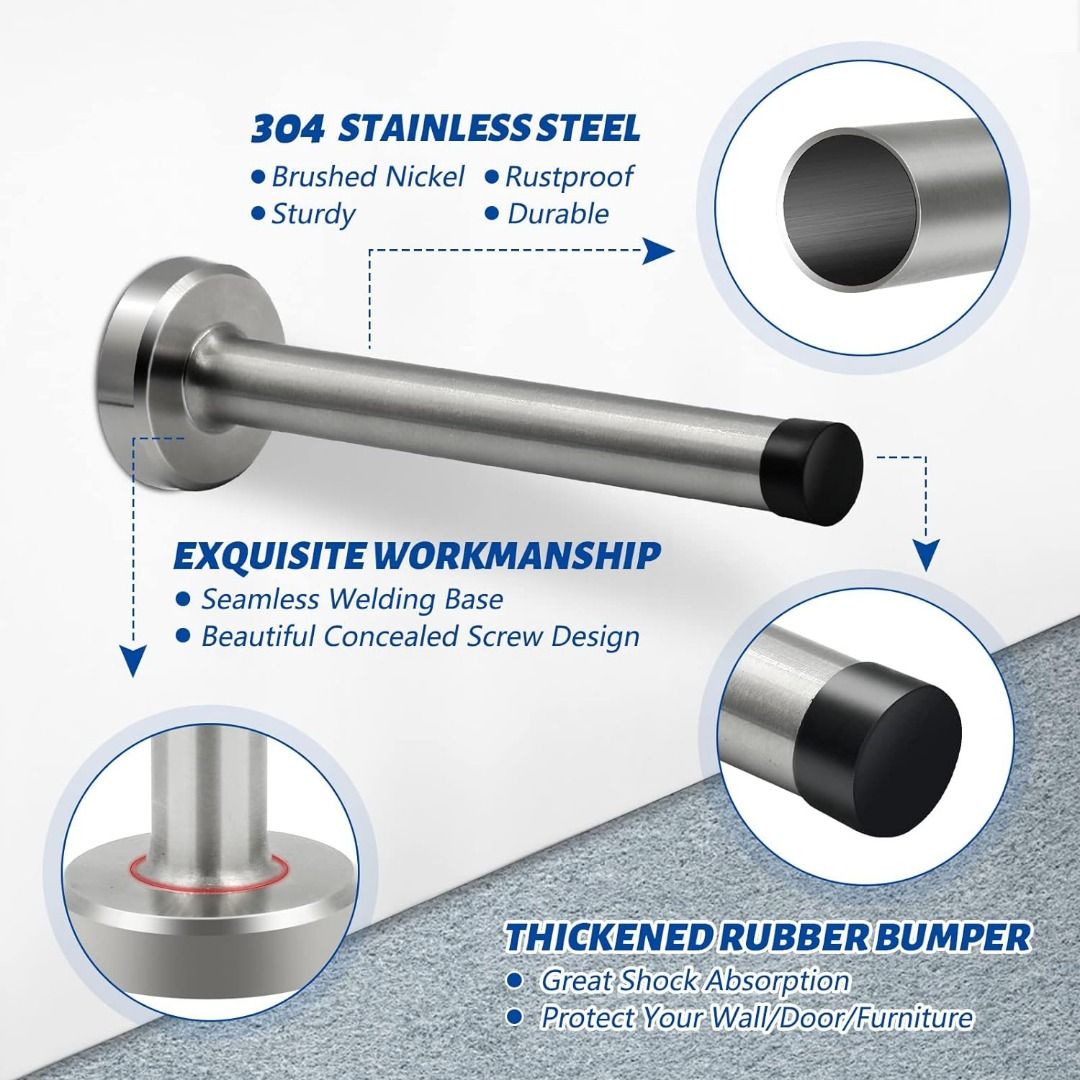 937.12.100  Wall mounted door stop, Stainless steel, for screw fixing, Startec dim. A: 78 mm