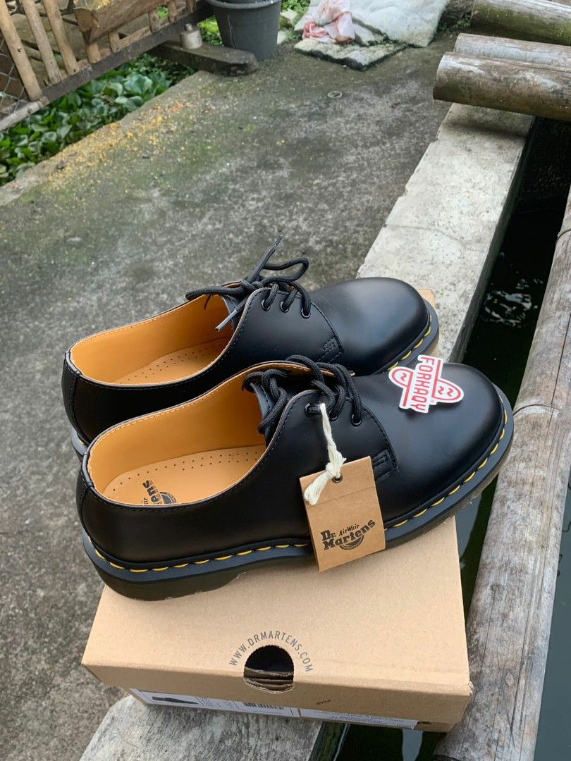 Dr. Martens 1461 Black Smooth, Fesyen Pria, Sepatu , Sepatu Boot di ...